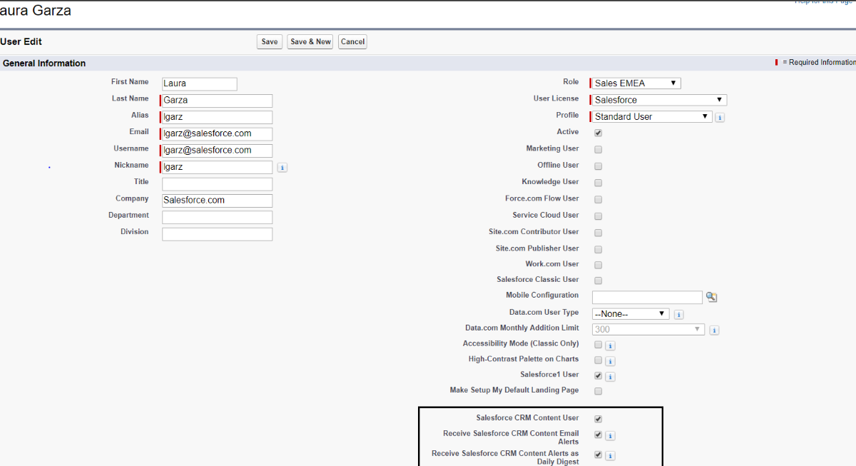 Creating Salesforce CRM Content Users